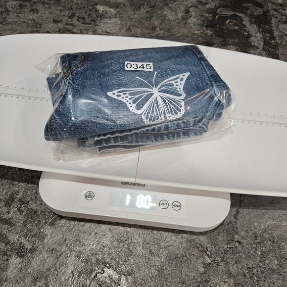 Revice Blue High Rise Button Fly Mom Jeans Butterfly Whimsy Fairy Print Size 25 - Picture 9 of 9